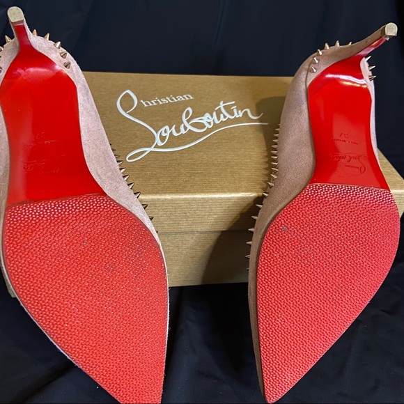 - Christian Louboutin Anjalina 85 Velours Spike Pointed Toe Pumps - Pink B… - Picture 11 of 16